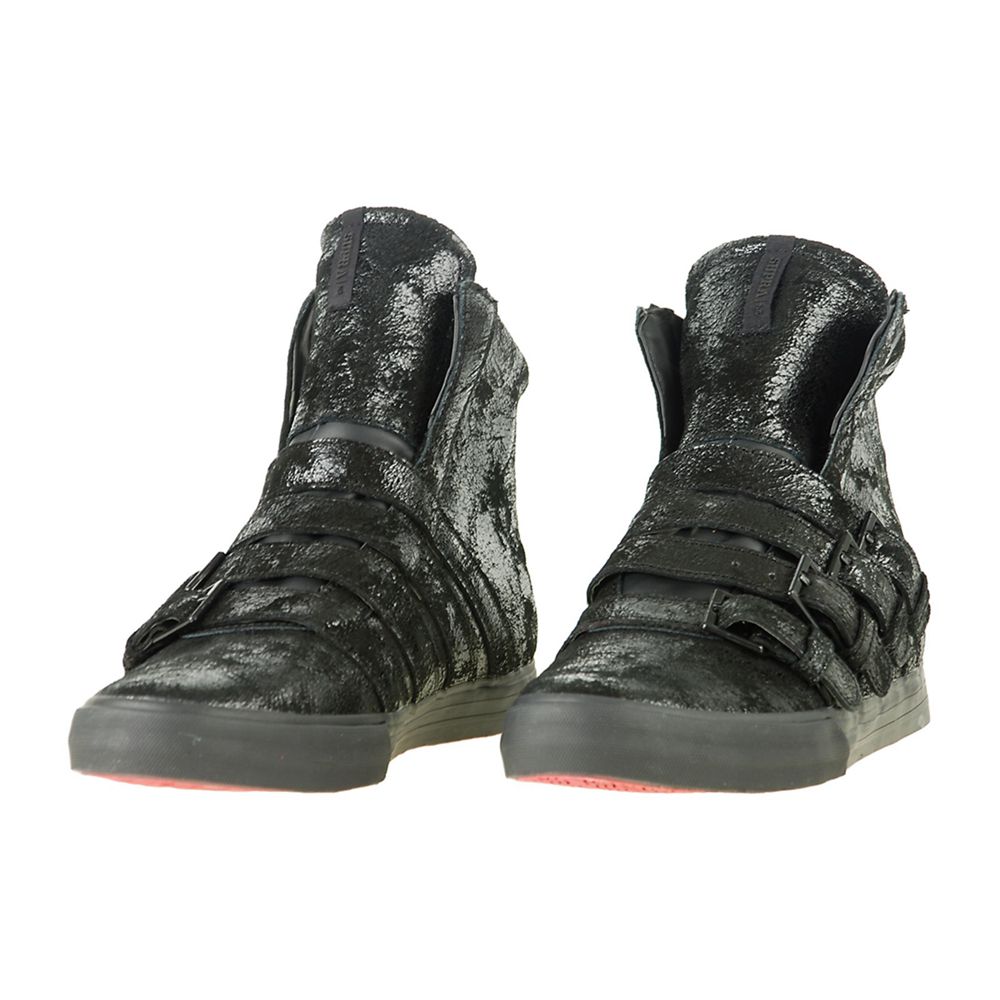 Baskets Montantes Supra Strapped 2 Noir Black Full Grain Homme | XUM-81964012